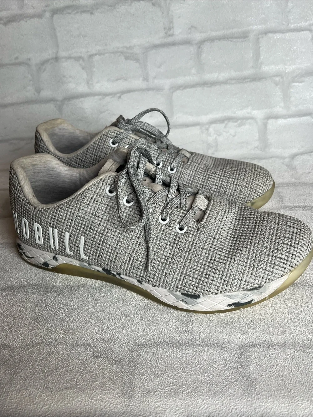 NOBULL Trainers Grey Knit/ Graphite Camo Sole Athletic Sneakers active